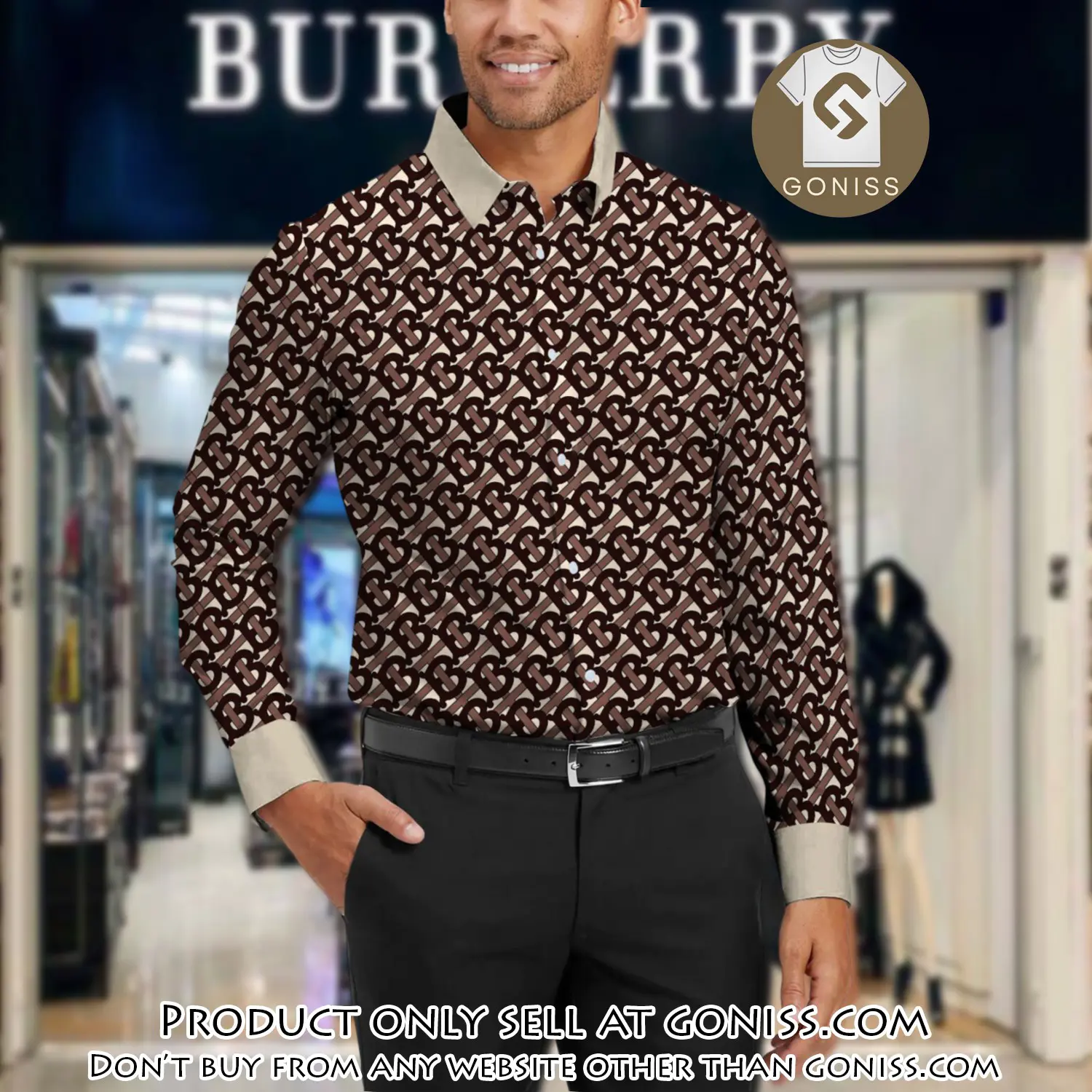 Burberry long sleeves button down shirt for elegant men lsb1004 gn1002406